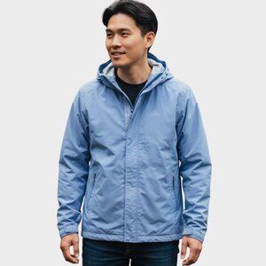 Eddie Bauer Mens XXL Blue Parka Windbreaker Hooded Outdoor Hiking Jacket Coat